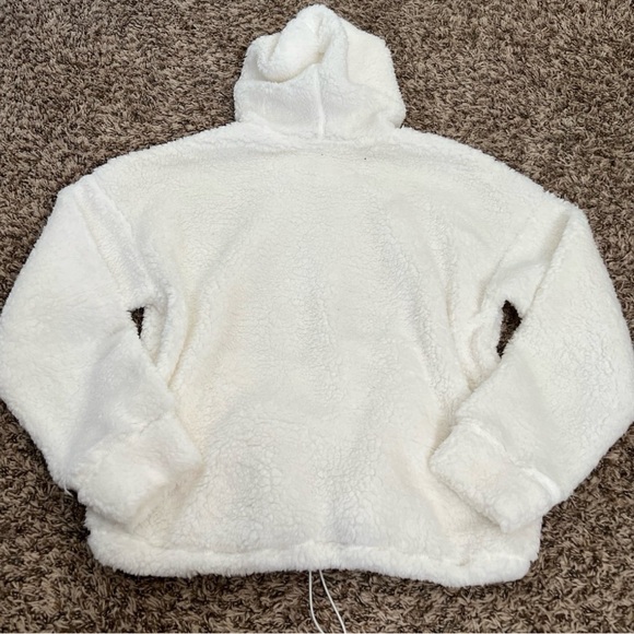 White Faux Fur Sherpa Pullover Hoodie - Picture 11 of 12